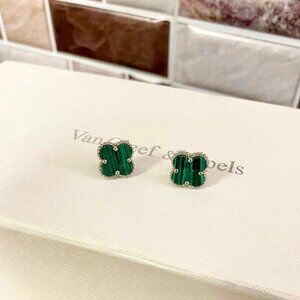 Vintage Alhambra Green Silver Earrings